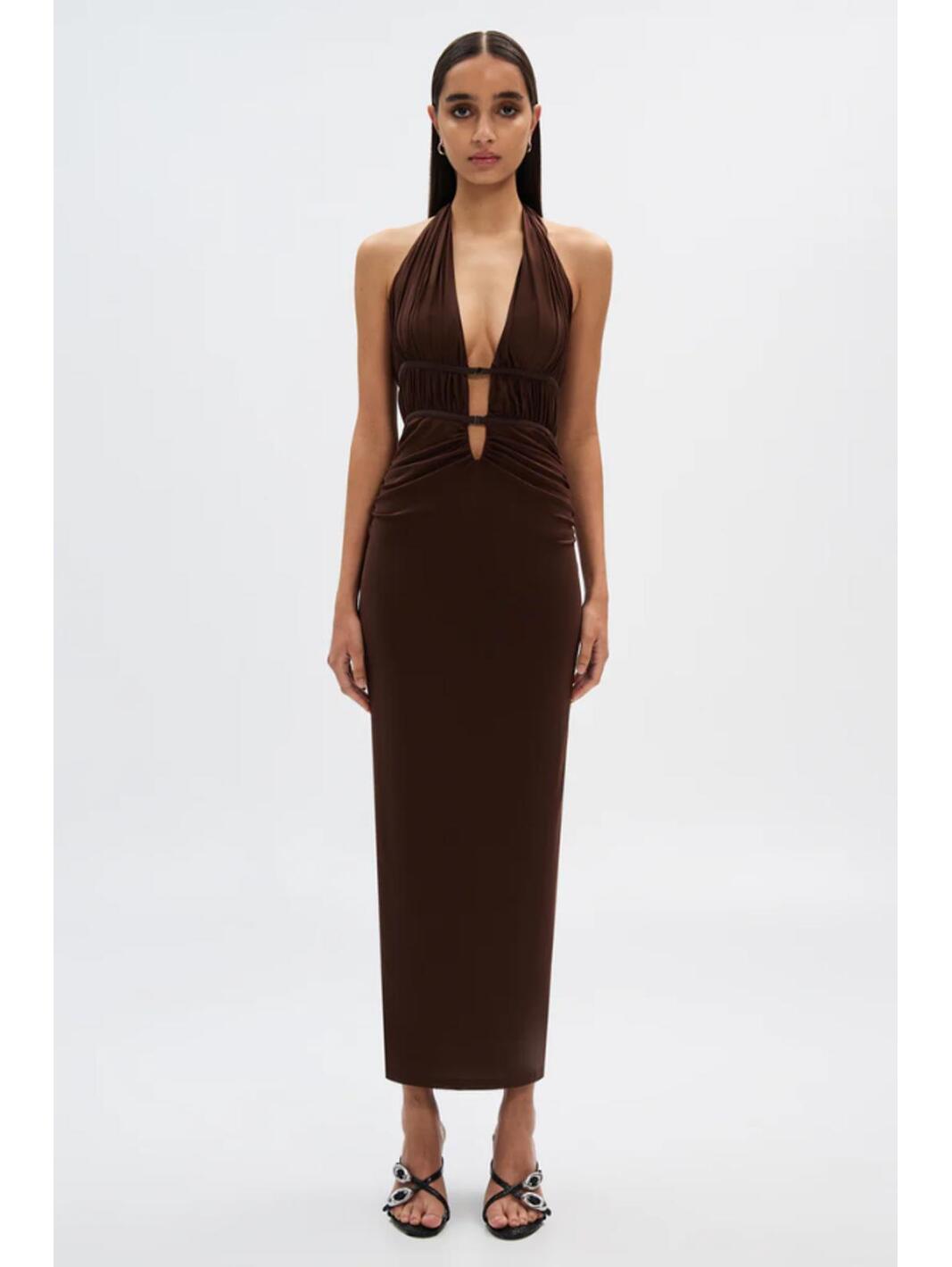 Misha Celine Mesh Dress - Espresso